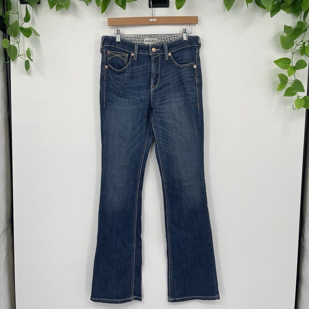 Ariat Real Denim Women's 29 Medium Wash Blue Denim High Rise Boot Leg Jeans